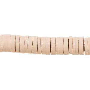Bead, polymer clay, opaque beige, 8x2mm heishi. Sold per pkg of (2) 15-1/2" to 16" strands.