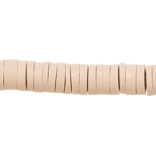 Bead, polymer clay, opaque beige, 8x2mm heishi. Sold per pkg of (2) 15-1/2" to 16" strands. image number 0