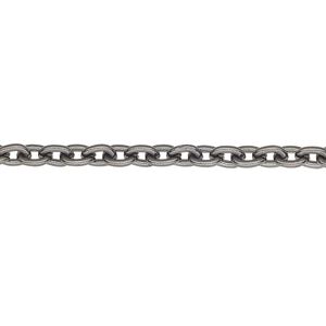 Chain, dark gunmetal-finished steel, 3.9mm oval rolo. Sold per 5-ft section.