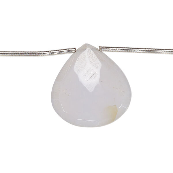 Blue chalcedony 1pkg7, hand-cut top-drilled faceted puffed teardrop bead natural graduated 15x14mm-21x20mm image number 0