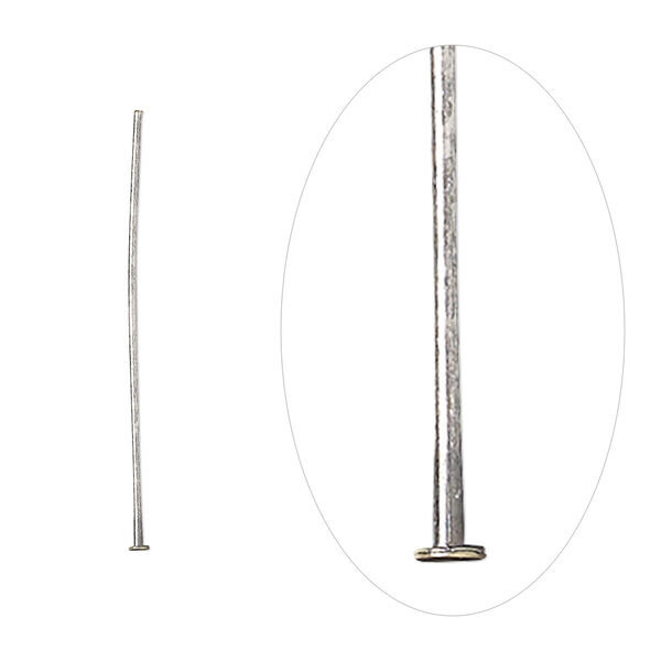 Head pin, antique silver-plated brass, 1 inch, 24 gauge. Sold per pkg of 500. image number 0