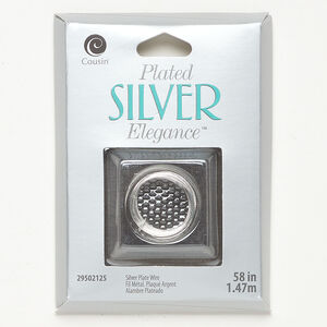 Wire 1pkg1, silver-plated aluminum, dead-soft round, 26 gauge, 58 inches.