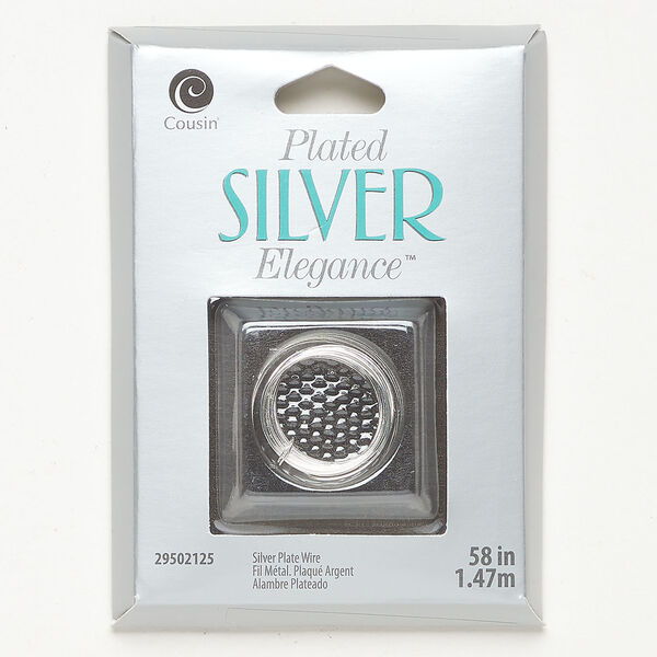 Wire 1pkg1, silver-plated aluminum, dead-soft round, 26 gauge, 58 inches. image number 0