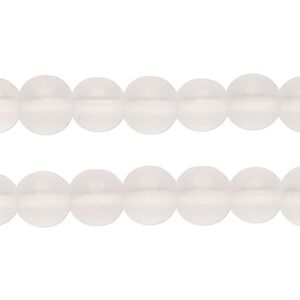 Bead, glass, translucent frosted clear, 8-9mm round. Sold per pkg of (2) 15-1/2 to 16-inch strands.