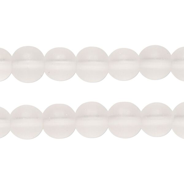 Bead, glass, translucent frosted clear, 8-9mm round. Sold per pkg of (2) 15-1/2 to 16-inch strands. image number 0