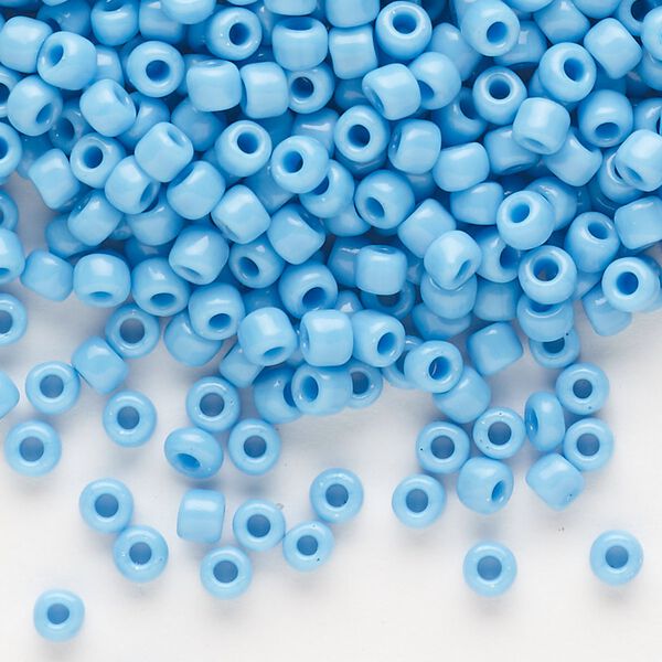 Seed bead, Dyna-Mites™, glass, opaque light blue, #6 round. Sold per 1/2 kilogram pkg. image number 0