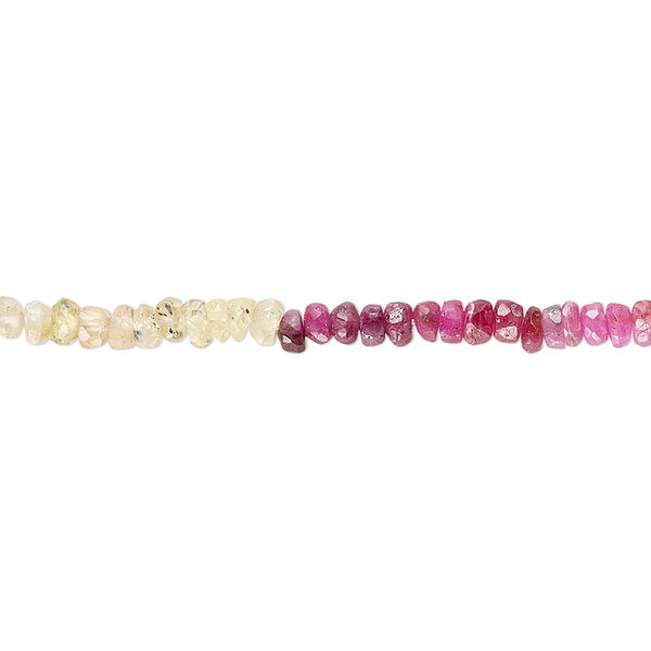 Bead, multi-sapphire (heated), 2x1mm-3x2mm hand-cut faceted rondelle with 0.4-0.6mm hole, B- grade, Mohs hardness 9. Sold per 13-inch strand. image number 0