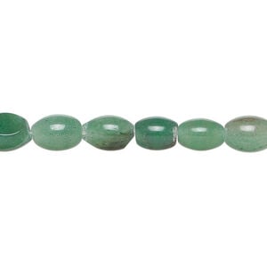 Green aventurine 1pkg1, oval bead natural, 15 inch 7x6mm-8x6mm