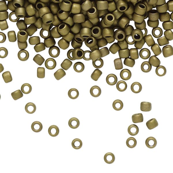 Seed bead, TOHO BEADS®, glass, pkg/50g, #8 round, opaque frosted antique bronze (TR-08-223F). image number 0