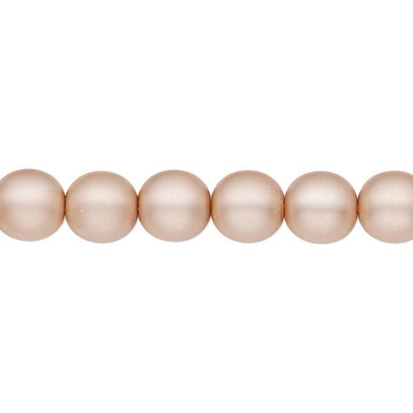 Bead, Czech pearl-coated glass druk, opaque matte pale rose, 8mm round. Sold per 15-1/2" to 16" strand. image number 0