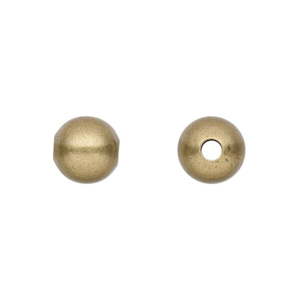 Bead, antique gold-plated brass, 10mm round. Sold per pkg of 10. image number 0