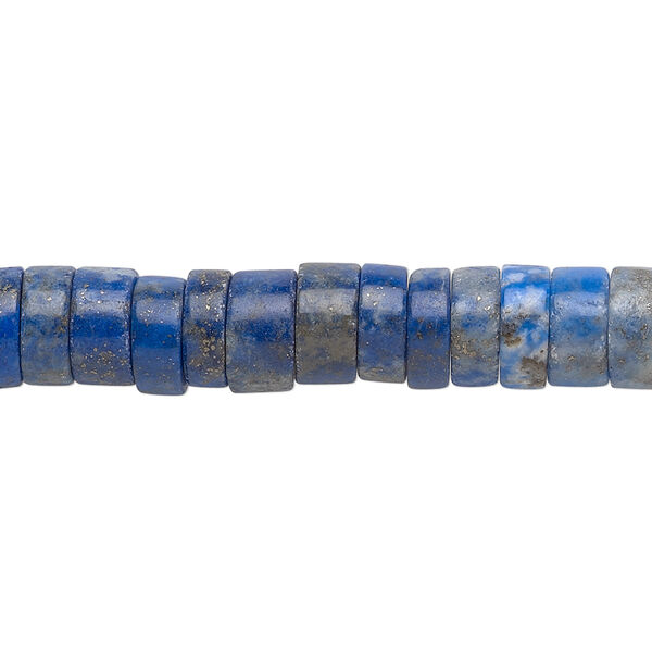 Bead, lapis lazuli (natural), 8x4mm hand-cut heishi, C grade, Mohs hardness 5 to 6. Sold per 15-1/2" to 16" strand. image number 0