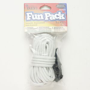 Cord and clasp assortment, plastic and nylon, white / black / glow-in-the-dark, 4mm round parachute cord and 30x15mm buckle. Sold per pkg of 4.