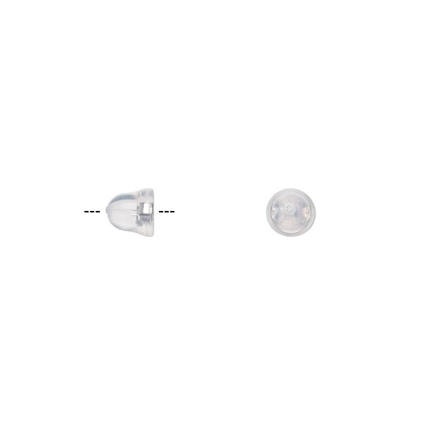 Earnut 1pkg2 sterling silver, 5x4.5mm bell, silicone clear 1 pair image number 0