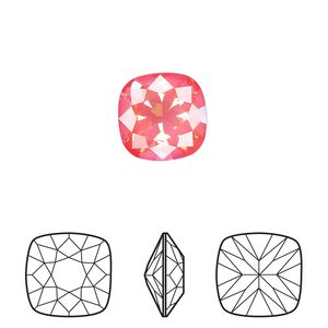 Fancy stone 1pk crystal ultra orange AB, Crystal Passions® 12mm cushion 4470