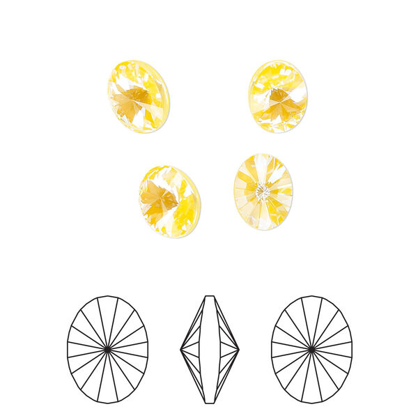 Chaton 6pk crystal sunshine DeLite, Crystal Passions® 8x6mm oval rivoli 4122 image number 0