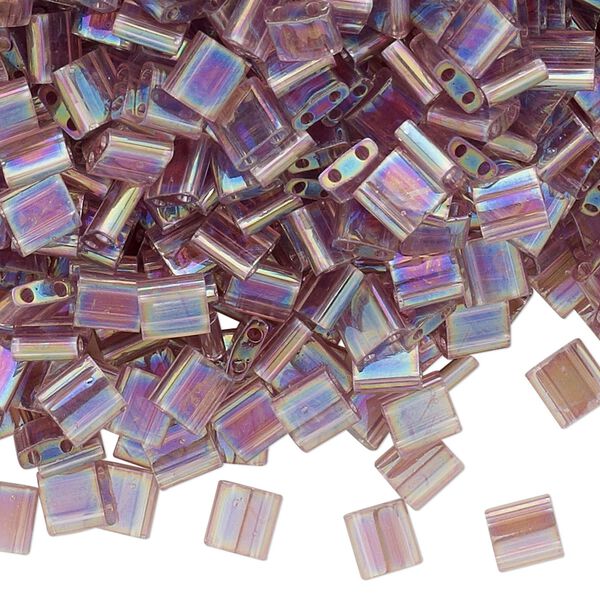 Seed bead, TILA®, glass, pkg/10g, 5mm full tila square, translucent rainbow light amethyst, (TL-256). image number 0