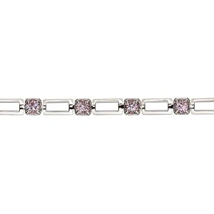 Cupchain, VINTAGE Crystal™, imitation rhodium-plated brass and crystal, light amethyst, 3.2mm open rectangle. Sold per pkg of 1 meter.