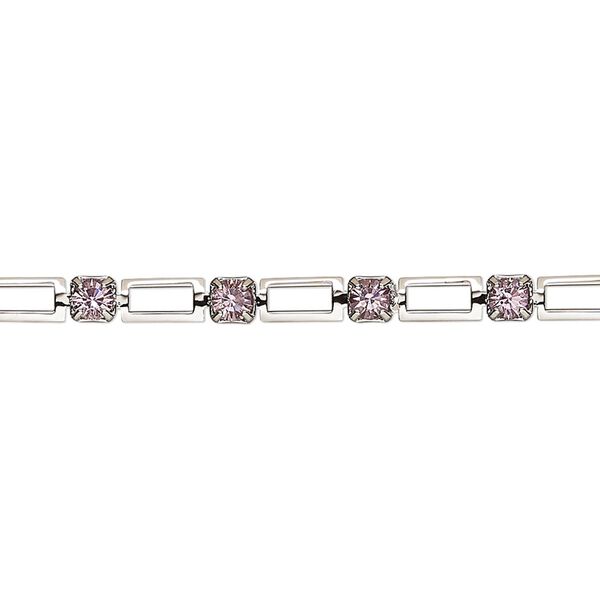 Cupchain, VINTAGE Crystal™, imitation rhodium-plated brass and crystal, light amethyst, 3.2mm open rectangle. Sold per pkg of 1 meter. image number 0
