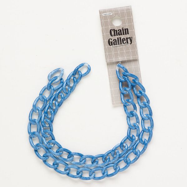 Chain aluminum / enamel 1pkg1 9.8mm curb, blue / white 18 inches image number 0