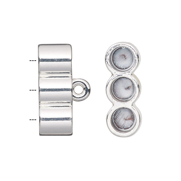 Cord end, glue-in, silver-finished "pewter" (zinc-based alloy), 22x8mm 3-strand barrel, 5.5mm inside diameter. Sold per pkg of 2. image number 0