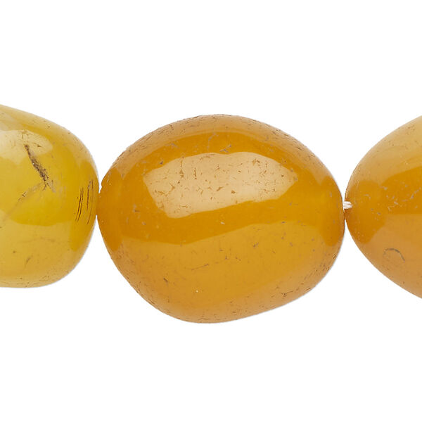 Golden agate 1pkg1, hand-cut tumbled nugget bead, 15.5-16 inch graduated small to medium image number 0