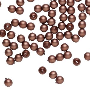 Czech glass 1pkg100, pearl-coated druk round bead opaque matte mocha 4mm