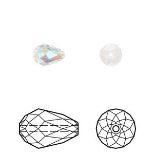 Bead 4pk crystal shimmer 2X, Crystal Passions® 9x6mm teardrop 5500