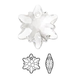 Drop 1pk crystal, Crystal Passions® 28mm pendant edelweiss 6748