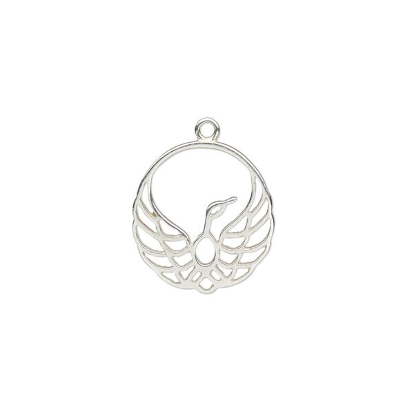 Charm Amoracast® 1pkg1 sterling silver, 13mm 2-sided cutout phoenix image number 0