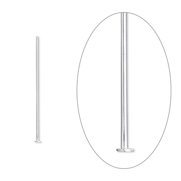 Head pin, sterling silver-filled, 1 inch, 24 gauge. Sold per pkg of 100. image number 0