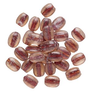 Bead, glass, translucent purple, 16x14mm-19x15mm rounded puffed rectangle. Sold per pkg of 30.