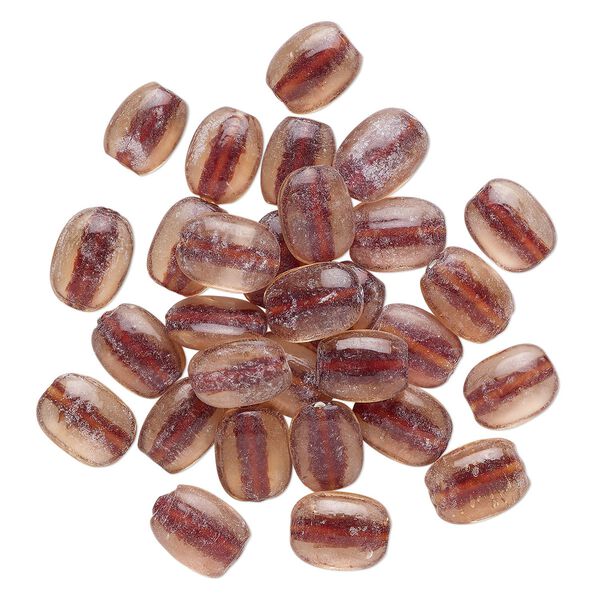 Bead, glass, translucent purple, 16x14mm-19x15mm rounded puffed rectangle. Sold per pkg of 30. image number 0