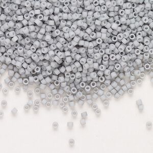 Seed bead, Delica®, glass, pkg/50g, #11 round, opaque matte glazed light smoke (DB-1518-1).