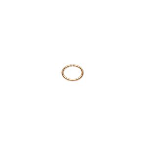Jump ring, gold-plated brass, 6.5x5mm oval, 5.3x3.7mm inside diameter, 22 gauge. Sold per pkg of 100.
