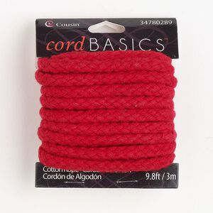 Cotton 1pkg1, braided round cord red 3m 8mm