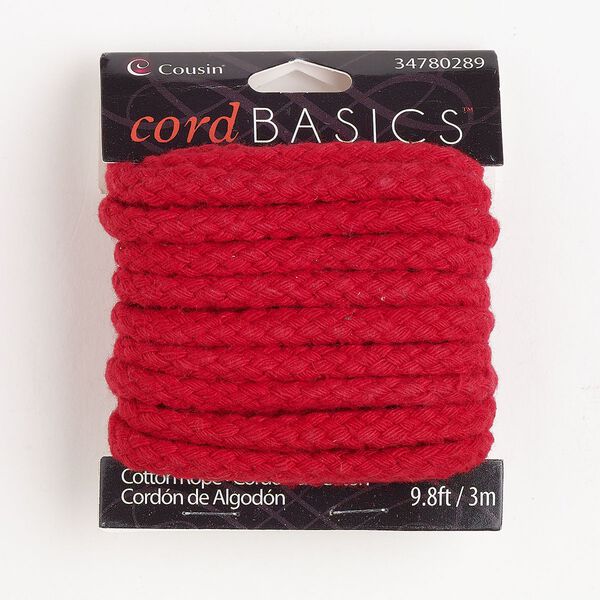 Cotton 1pkg1, braided round cord red 3m 8mm image number 0