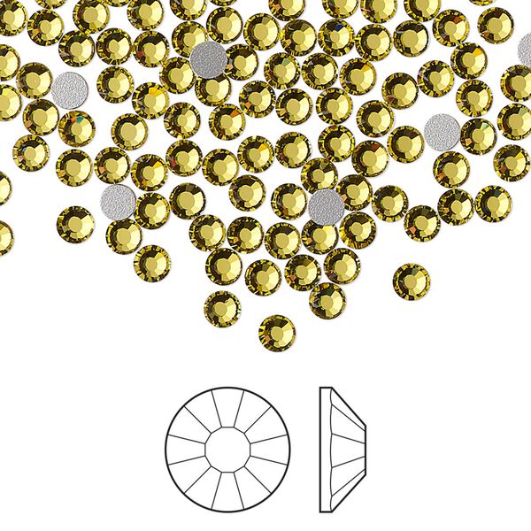 Flat back 144pk acid yellow foil back, Preciosa VIVA 12® Czech crystal rhinestone 3-3.2mm chaton rose round SS12 image number 0