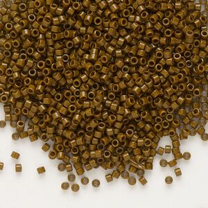 Seed bead, Delica®, glass, pkg/50g, #11 round, Duracoat® opaque outside dyed dark brown (DB-2142).