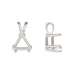 Pendant, Sure-Set™, sterling silver, 12mm with 6-prong triangle basket setting. Sold individually.