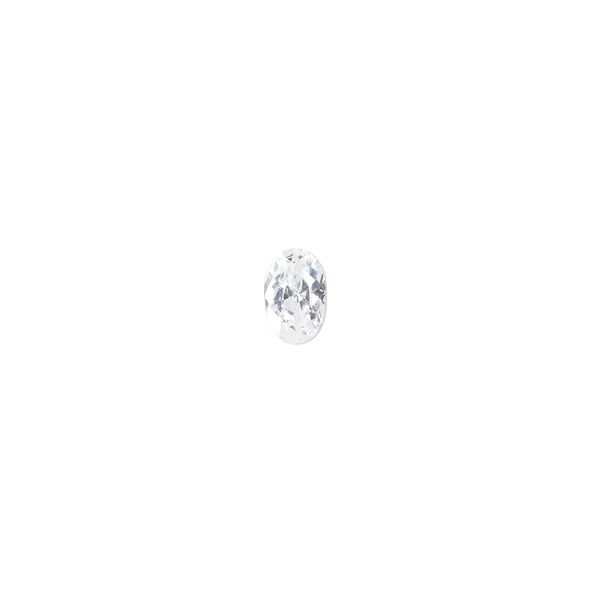 Gem, cubic zirconia, spinel white, 6x4mm faceted oval, Mohs hardness 8-1/2. Sold per pkg of 2. image number 0