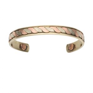 Bracelet, cuff, copper and brass, 10mm wide, 6-1/2 to 7 inches with magnetic ends. Sold individually.