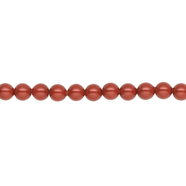 Pearl 100pk dark coral pearl, Crystal Passions® 4mm round 5810 image number 0