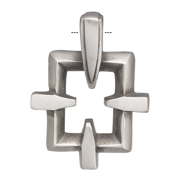 Pendant, antiqued pewter (tin-based alloy), 43x31mm single-sided open rectangle. Sold individually. image number 0