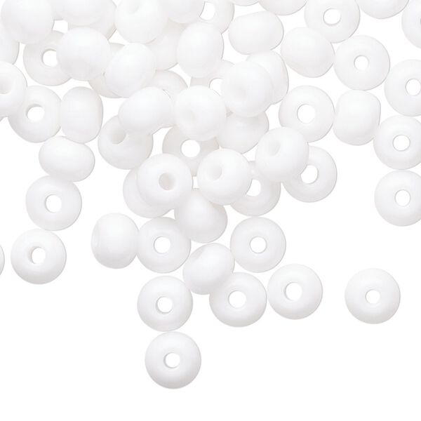 Seed bead, Preciosa Ornela Czech glass, pkg/50g, #2 rocaille, opaque white, (03050). image number 0