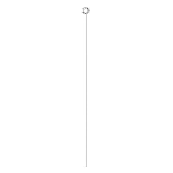 Eye pin, silver-plated brass, 2-1/2 inches, 21 gauge. Sold per pkg of 500. image number 0