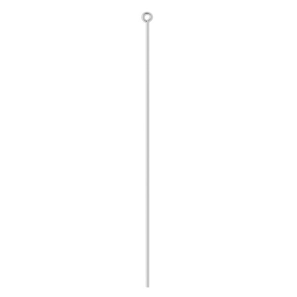 Eye pin, silver-plated brass, 3 inches, 21 gauge. Sold per pkg of 100. image number 0
