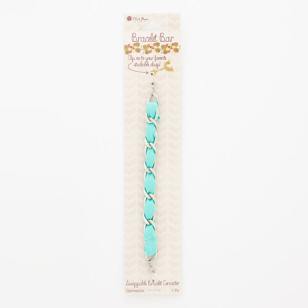 Bracelet component, nylon and silver-finished steel, turquoise blue, 11mm curb, 6 inches. Sold individually. image number 0