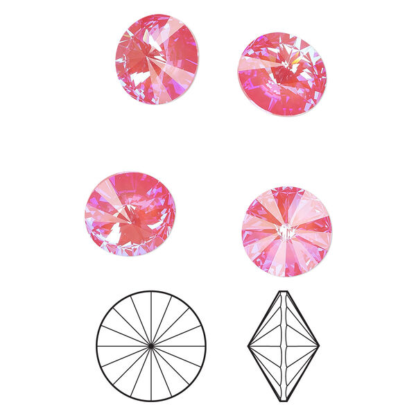 Chaton 48pk crystal lotus pink DeLite, Crystal Passions® 14mm rivoli 1022 image number 0