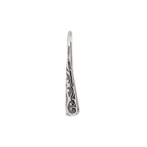 Ear wire fishhook 1pkg2 sterling silver, 25mm textured design, 20 gauge antiqued 1 pair